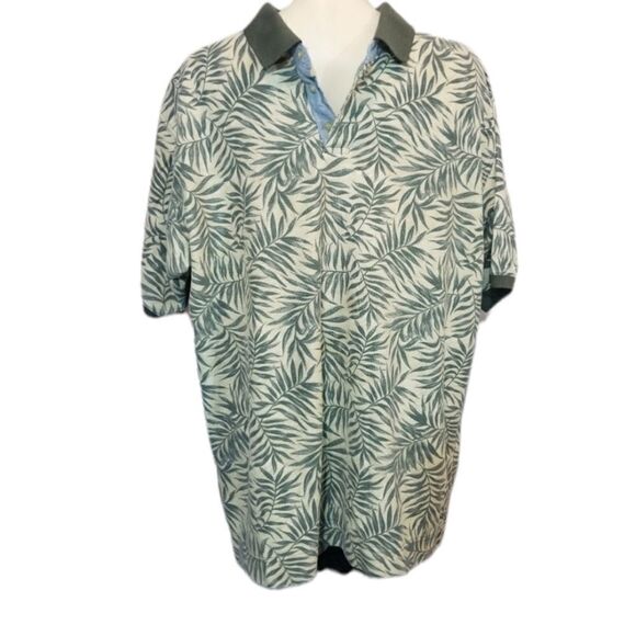 VTG Bugle Boy Green Palm Patterned Polo Size XL - Picture 1 of 4